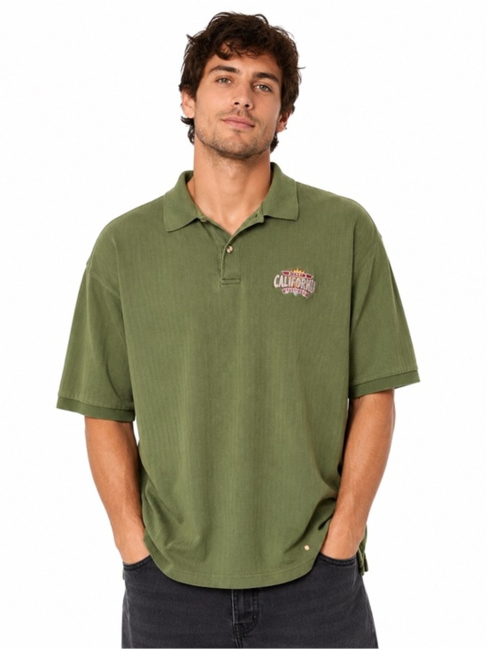 Vintage Disney California Adventure Polo Mens XL Green Y2K Skater Park Shirt